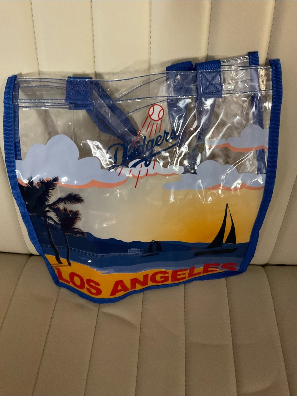 Los Angeles Dodgers Clear Tote Bag in Blue and Yellow